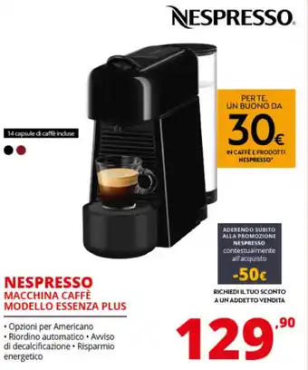 Comet Nespresso Macchina Caffè Modello Essenza Plus offerta