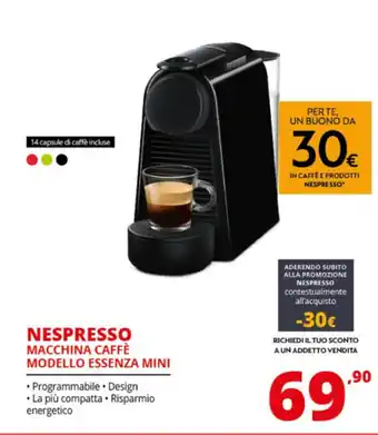 Comet Nespresso Macchina Caffè Modello Essenza Mini offerta
