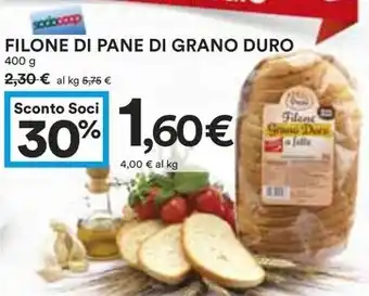 Coop FILONE DI PANE DI GRANO DURO 400 g offerta