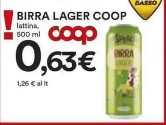 Coop BIRRA LAGER COOP lattina, 500 ml offerta