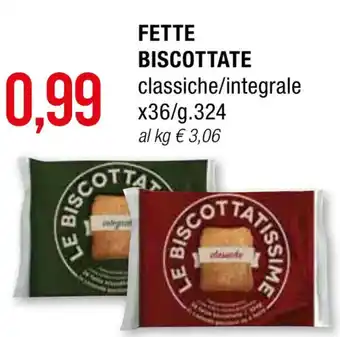 Hardis FETTE BISCOTTATE classiche/integrale x36/g.324 offerta