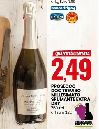 Eurospin Prosecco DOC Treviso Millesimato Spumante Extra Dry 750ml offerta