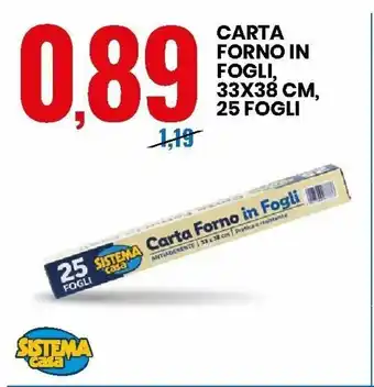 Eurospin Carta Forno in Fogli, 33x38cm, 25 fogli offerta