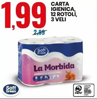 Eurospin Carta Igienica, 12 rotoli, 3 veli offerta