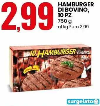 Eurospin Hamburger di Bovino, 10pz 750g offerta