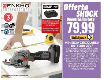 Eurospin Enkho Minisega Circolare a Batteria 20V offerta