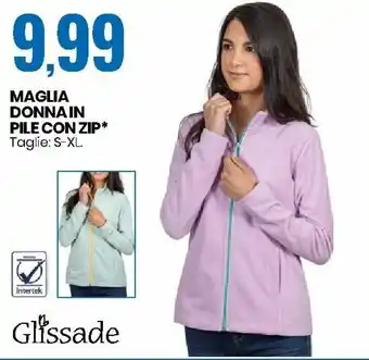 Eurospin Glissade Maglia Donna in Pile con Zip S-XL offerta