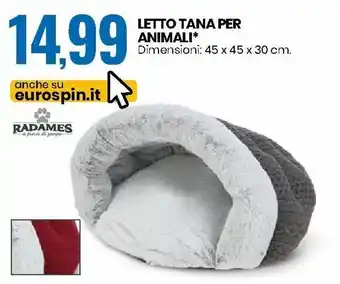 Eurospin Letto Tana per Animali 45x45x30cm offerta