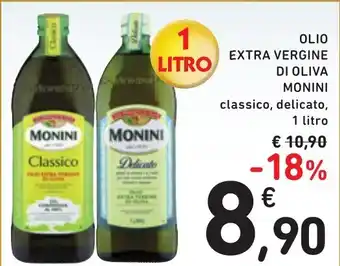 Spazio Conad OLIO EXTRA VERGINE DI OLIVA MONINI classico, delicato, 1 litro offerta