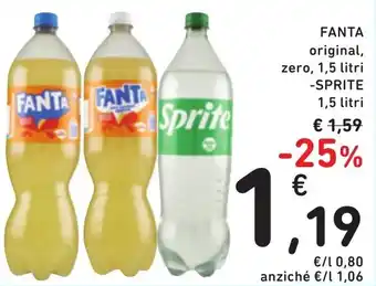 Spazio Conad FANTA original, zero, 1,5 litri -SPRITE 1,5 litri offerta