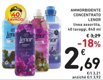 Spazio Conad AMMORBIDENTE CONCENTRATO LENOR linea assortita, 40 lavaggi, 840 ml offerta