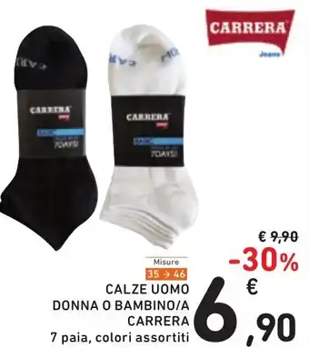 Spazio Conad CALZE UOMO DONNA O BAMBINO/A CARRERA 7 paia, colori assortiti offerta