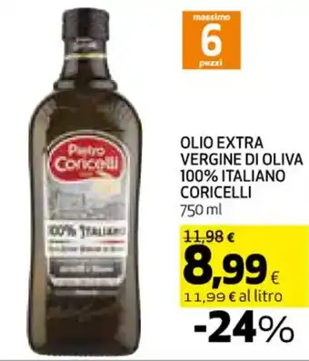 Coop OLIO EXTRA VERGINE DI OLIVA 100% ITALIANO CORICELLI 750 ml offerta