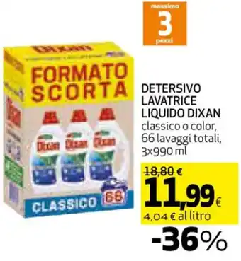 Coop DETERSIVO LAVATRICE LIQUIDO DIXAN 3 x 990 ml offerta