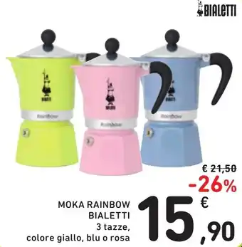 Spazio Conad MOKA RAINBOW BIALETTI 3 tazze, colore giallo, blu o rosa offerta