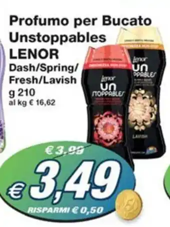 Prix Quality Profumo per Bucato Unstoppables LENOR Dash/Spring/ Fresh/Lavish g 210 offerta