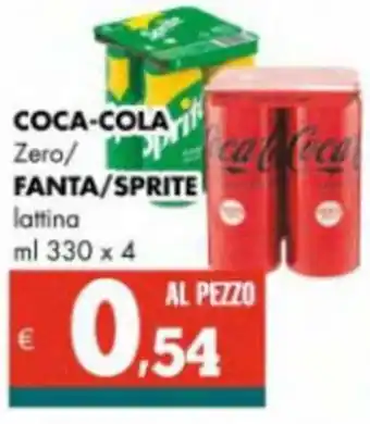 Altasfera COCA-COLA classica Zero/ FANTA/SPRITE lattina ml 330 x 4 offerta