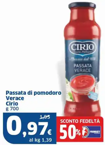 Sigma Passata di pomodoro Verace Cirio g 700 offerta