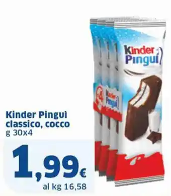 Sigma Kinder Pingui classico, cocco g 30x4 offerta