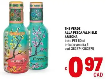 Metro THE VERDE ALLA PESCA/AL MIELE ARIZONA bott. PET 50 cl offerta