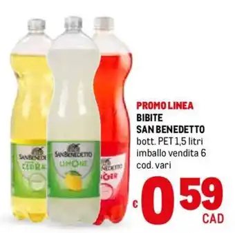 Metro BIBITE SAN BENEDETTO bott. PET 1,5 litri offerta