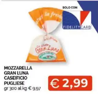 Mercatò Extra MOZZARELLA GRAN LUNA CASEIFICIO PUGLIESE gr 300 offerta