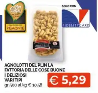 Mercatò Extra AGNOLOTTI DEL PLIN LA FATTORIA DELLE COSE BUONE I DELIZIOSI VARI TIPI gr 500 offerta