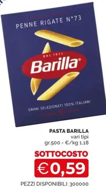 Mercatò PASTA BARILLA vari tipi gr 500 offerta