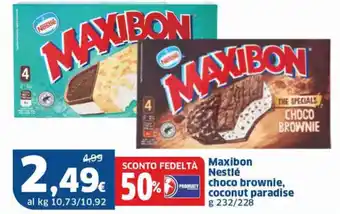 Sigma Maxibon Nestlé choco brownie, coconut paradise g 232/228 offerta