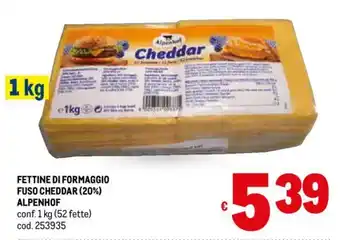 Metro FETTINE DI FORMAGGIO FUSO CHEDDAR (20%) ALPENHOF conf. 1 kg (52 fette) offerta