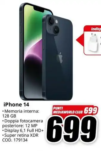 MediaWorld iPhone 14 offerta