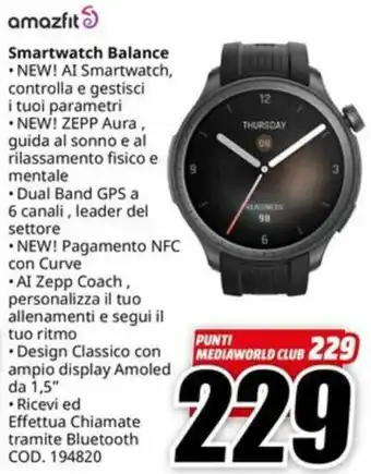 MediaWorld amazfit Smartwatch Balance offerta