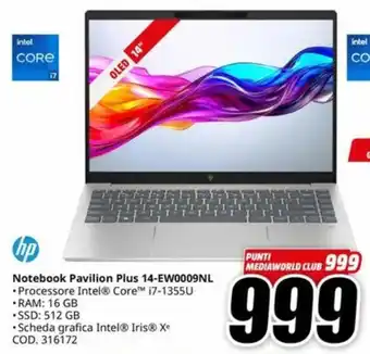 MediaWorld hp Notebook Pavilion Plus 14-EW0009NL offerta