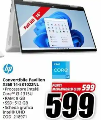 MediaWorld hp Convertibile Pavilion X360 14-EK1022NL offerta