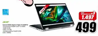 MediaWorld acer Convertibile Aspire 3 Spin 14 A3SP14 offerta