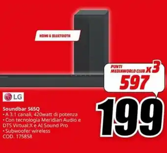 MediaWorld LG Soundbar S65Q offerta