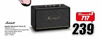 MediaWorld Marshall Speaker Bluetooth Acton III offerta