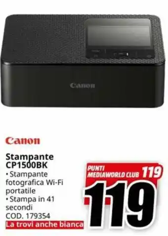 MediaWorld Canon Stampante CP1500BK offerta