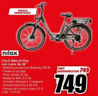 MediaWorld nilox City E-Bike J5 Plus con ruote da 26" offerta