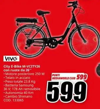 MediaWorld VIVO City E-Bike M-VCITY26 con ruote da 26" offerta