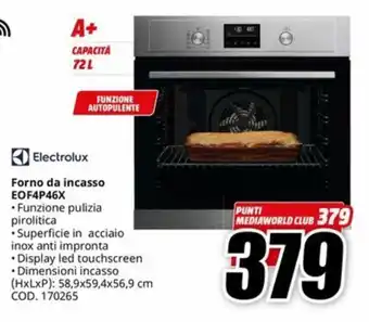 MediaWorld Electrolux Forno da incasso EOF4P46X offerta