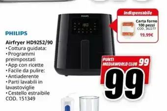 MediaWorld PHILIPS Airfryer HD9252/90 offerta