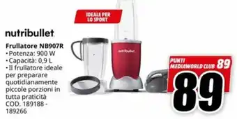 MediaWorld nutribullet. Frullatore NB907R offerta