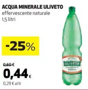 Coop ACQUA MINERALE ULIVETO effervescente naturale 1,5 litri offerta