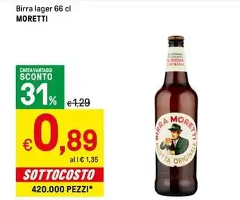 Iper La Grande Birra lager 66 cl MORETTI offerta