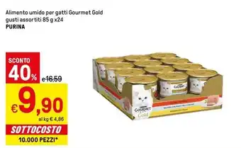 Iper La Grande Alimento umido per gatti Gourmet Gold gusti assortiti 85 g x24 PURINA offerta