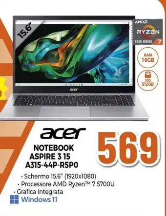 Expert acer NOTEBOOK ASPIRE 3 15 A315-44P-R5PO offerta