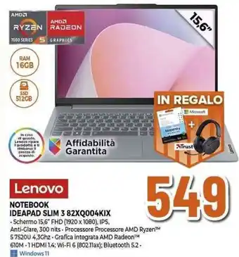 Expert Lenovo NOTEBOOK IDEAPAD SLIM 3 82XQ004KIX offerta