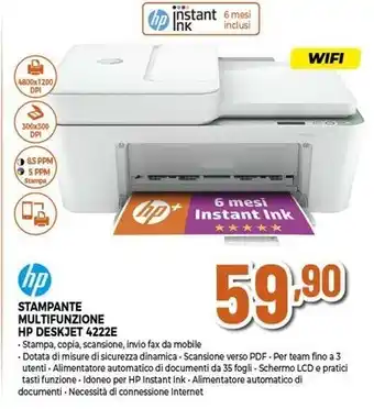 Expert hp STAMPANTE MULTIFUNZIONE HP DESKJET 4222E offerta