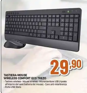 Expert TASTIERA+MOUSE WIRELESS COMFORT ECO TREZO offerta